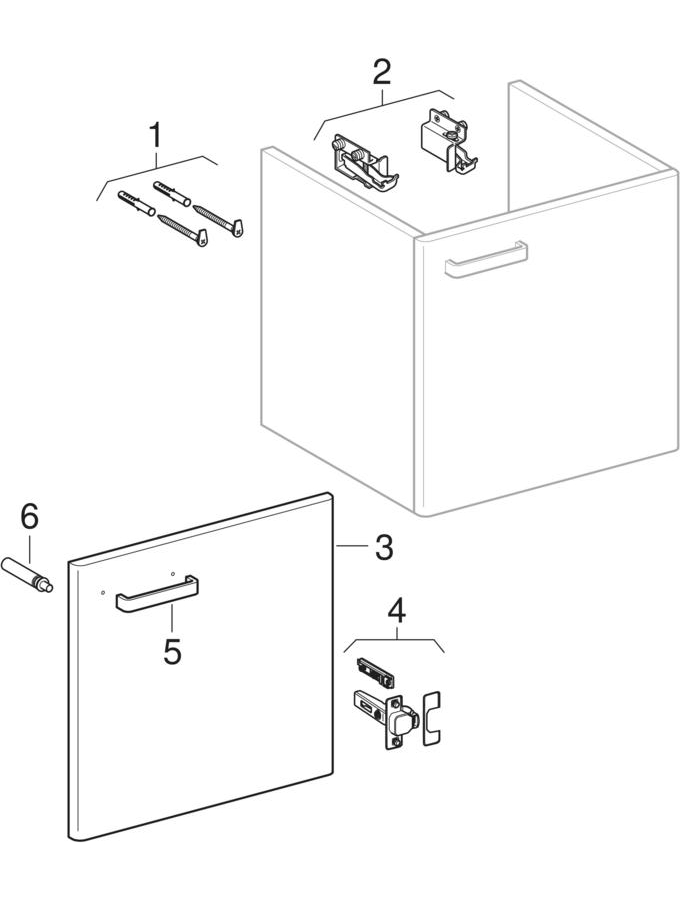 Cabinets for washbasin, with one door (Geberit Renova Nr. 1 Plan, Renova Plan)