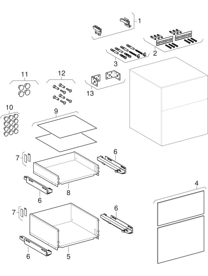 Mobiliere mici cu două sertare (Geberit Xeno², 420)