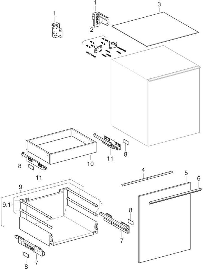 Muebles laterales con dos cajones (Geberit Acanto)