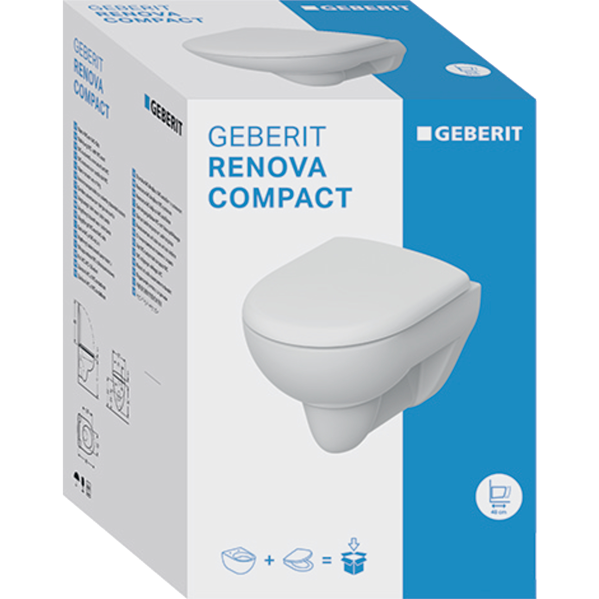 Pack WC suspendu à fond creux Geberit Renova Compact, compact