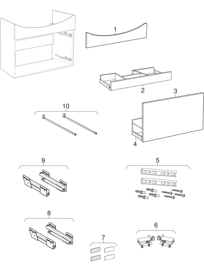 Alakaapit pesualtaalle yhdellä laatikolla ja yhdellä sisälaatikolla (IDO Select)