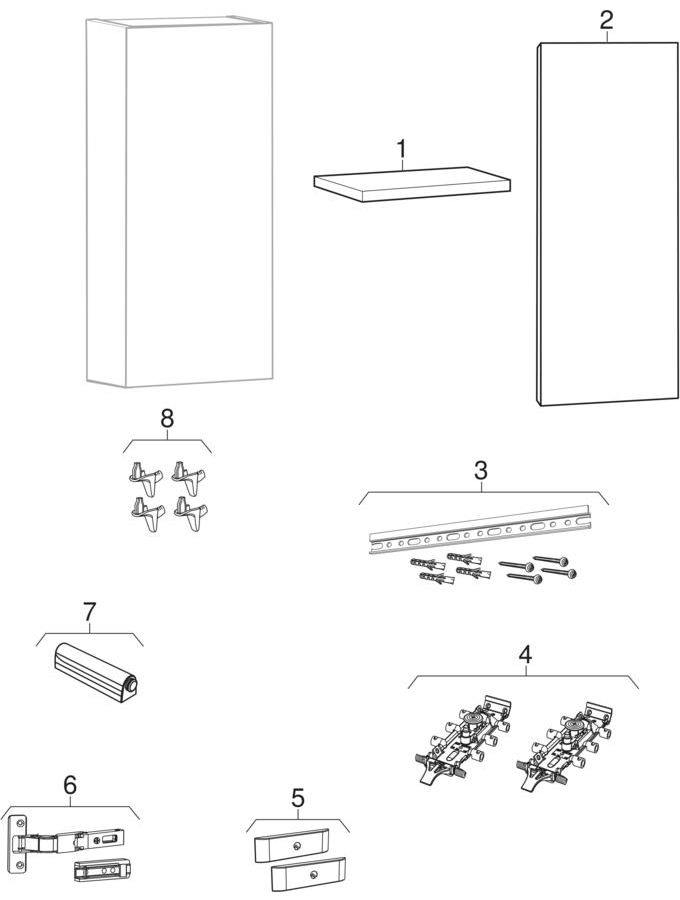 Piekaramie skapji ar vienām durvīm (Ifö/IDO Elegant)