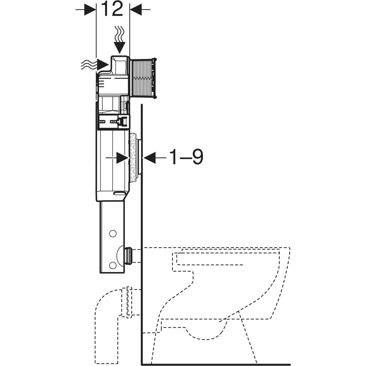 Kit D'installation à Fleur De Paroi Geberit Pour Réservoir Encastré Sigma 12 Cm - 2 équerres + Boîtier De Réservation Inclus