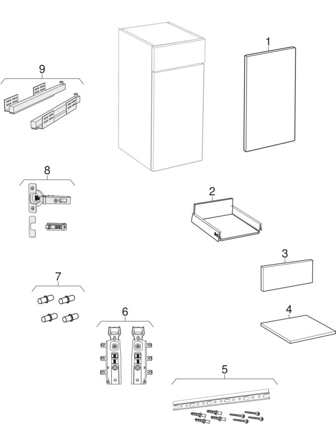 Sivukaapit, joissa on yksi laatikko ja yksi ovi (IDO Select)