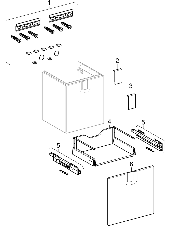 Cabinets for washbasin, with one drawer (Koło Twins, Twins 2)