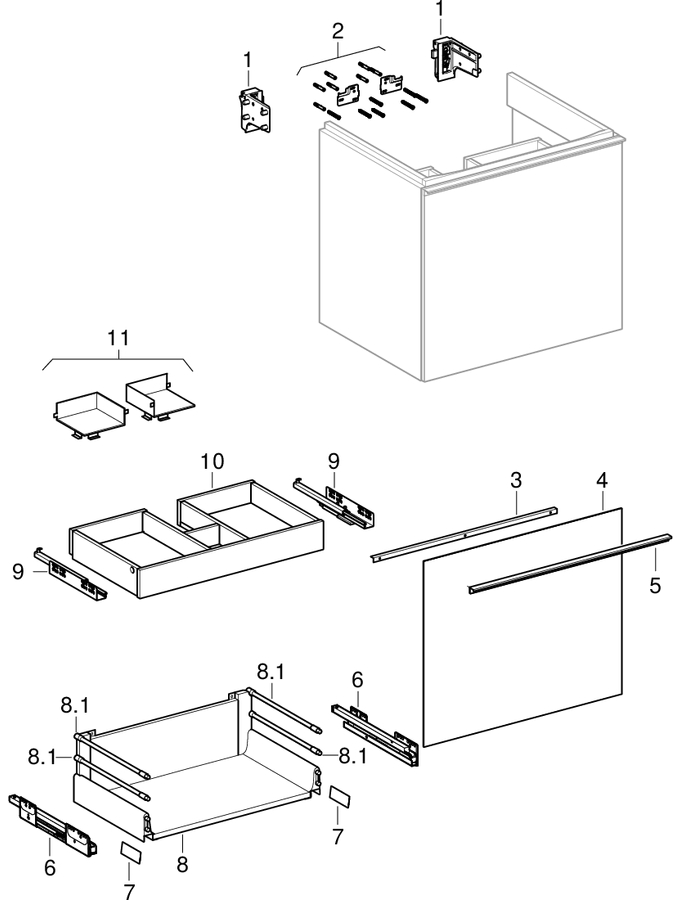 Mobiliere pentru lavoar, cu un sertar (Geberit Acanto)