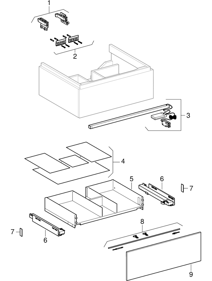 Onderkasten voor wastafel, met één vullade (Geberit Xeno², 420)