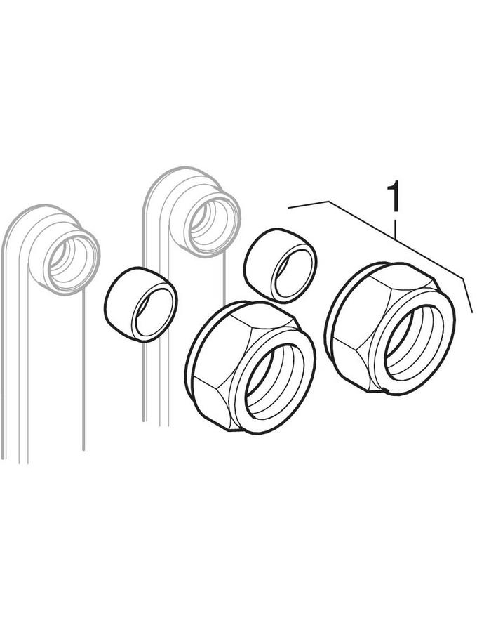 Geberit Mapress connections, with nickel-plated clamping ring union