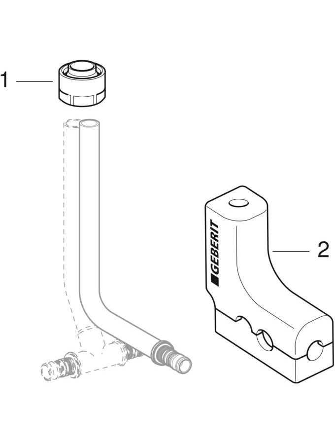 Ligações de tubo de metal Geberit Mepla com caixa com isolamento