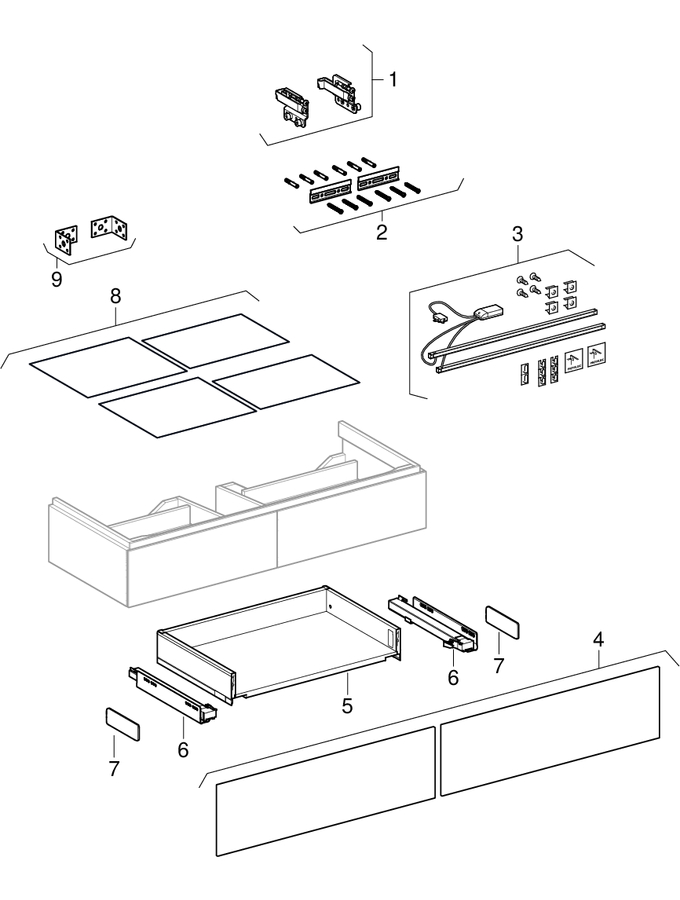 Mobiliere pentru lavoar, cu două sertare (Geberit Xeno², 420)