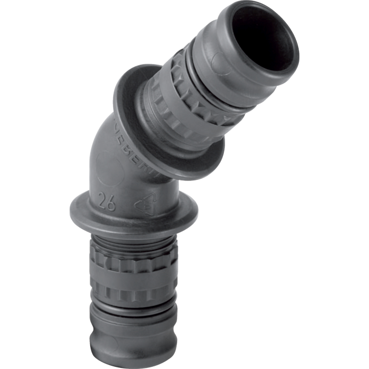 Mepla Winkel PVDF 45Gr d26- STLB-Bau Mustervorlage -