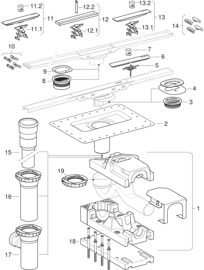 rinrin　a④E① Ersatzteile für: Geberit CleanLine Duschrinnen | Geberit