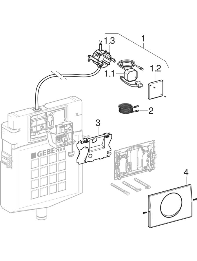 Sistemas automáticos de descarga para sanitas HyTronic de barra de apoio rebatível, IV, alimentação elétrica