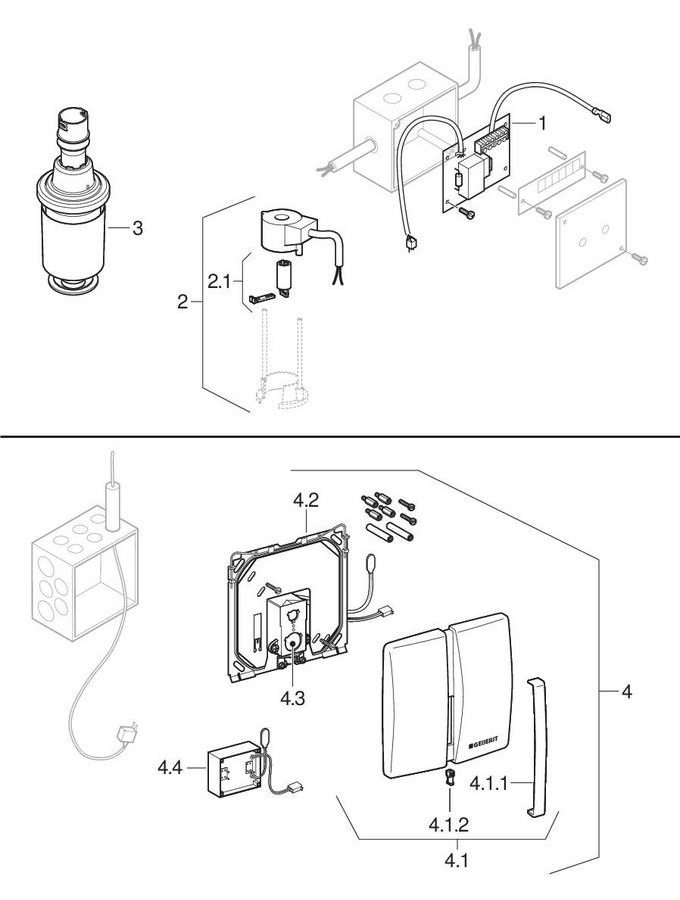 Sistemas de descarga para urinarios con cisterna, servicio de red