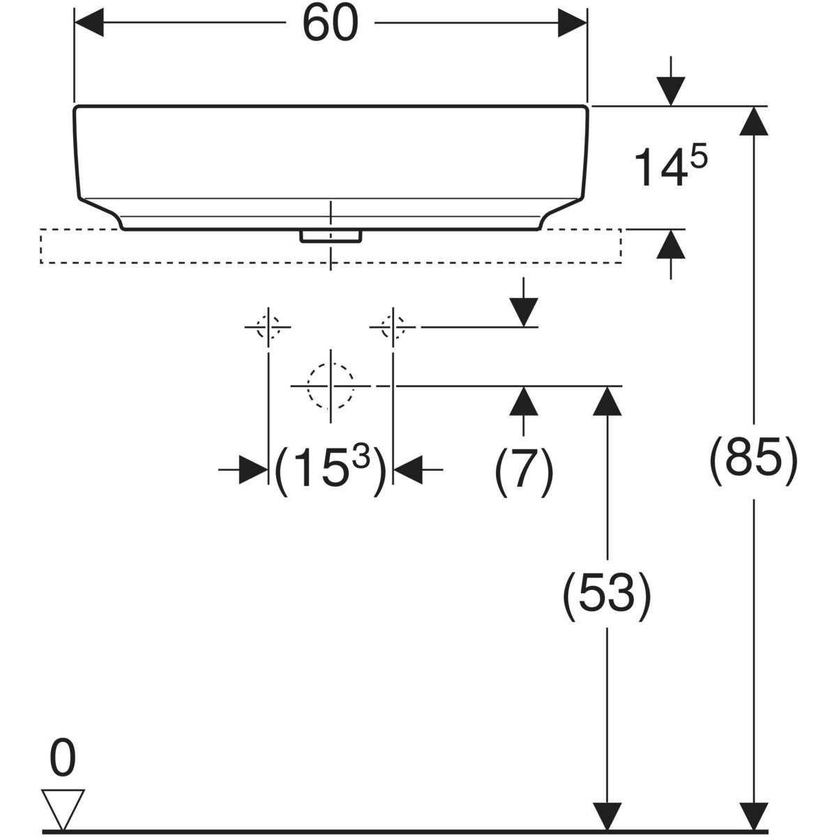 Geberit VariForm Aufsatzwaschtisch oval, mit Hahnlochbank 