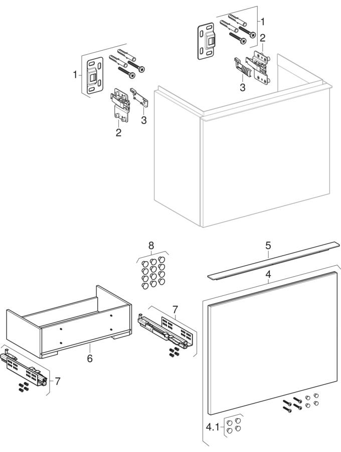 Cabinets for handrinse basin, with one drawer (Geberit iCon)