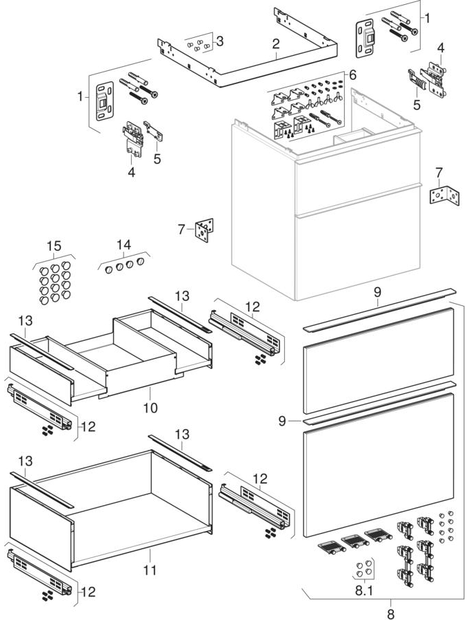 Cabinets for washbasin, with two drawers (Geberit iCon)