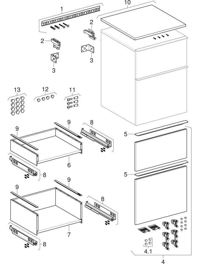 Mobiliere mici cu două sertare (Geberit iCon)