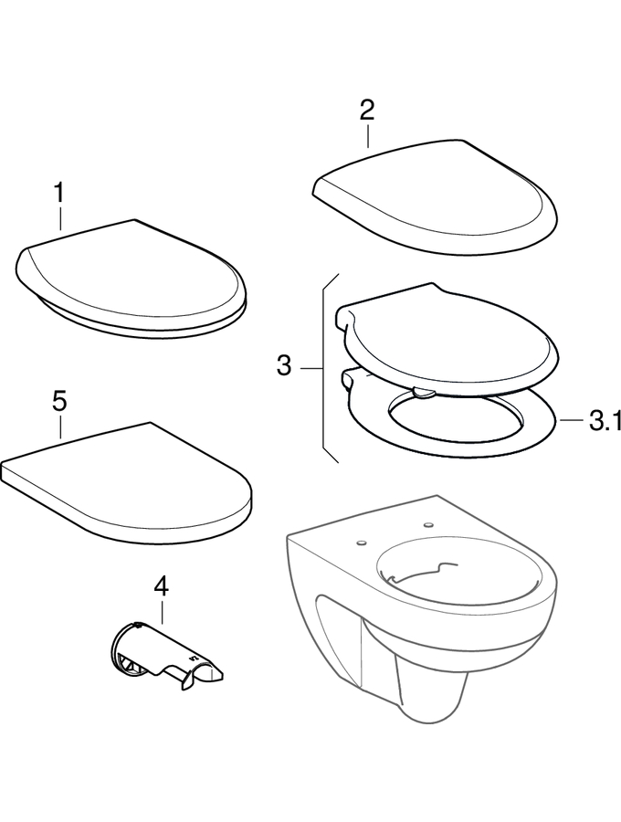 WC sospesi, Rimfree (Geberit Renova, Renova Nr.1, Prima, Mago, 300 Basic, 300)