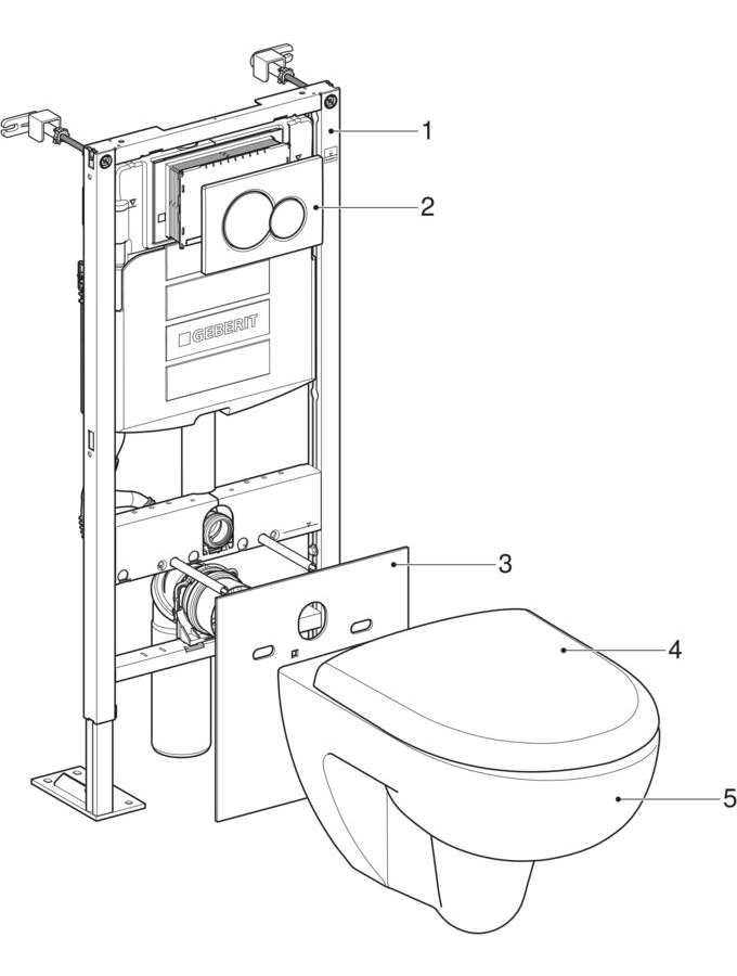 Bâti-supports Geberit Duofix pour WC suspendu, avec réservoir à encastrer Sigma 12 cm (UP320), avec plaque de déclenchement, avec WC suspendu