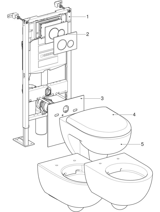 Bâti-supports Geberit Duofix pour WC suspendu, avec réservoir à encastrer Sigma 12 cm (UP320), avec plaque de déclenchement, avec WC suspendu