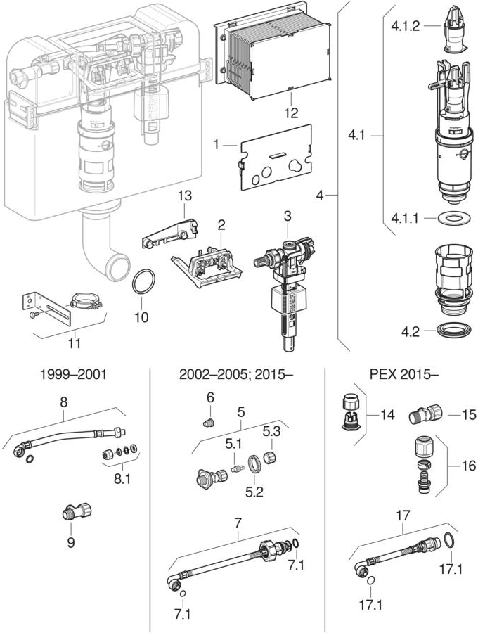 Kappa concealed cisterns 15 cm (UP120, Artline), also for PEX connector