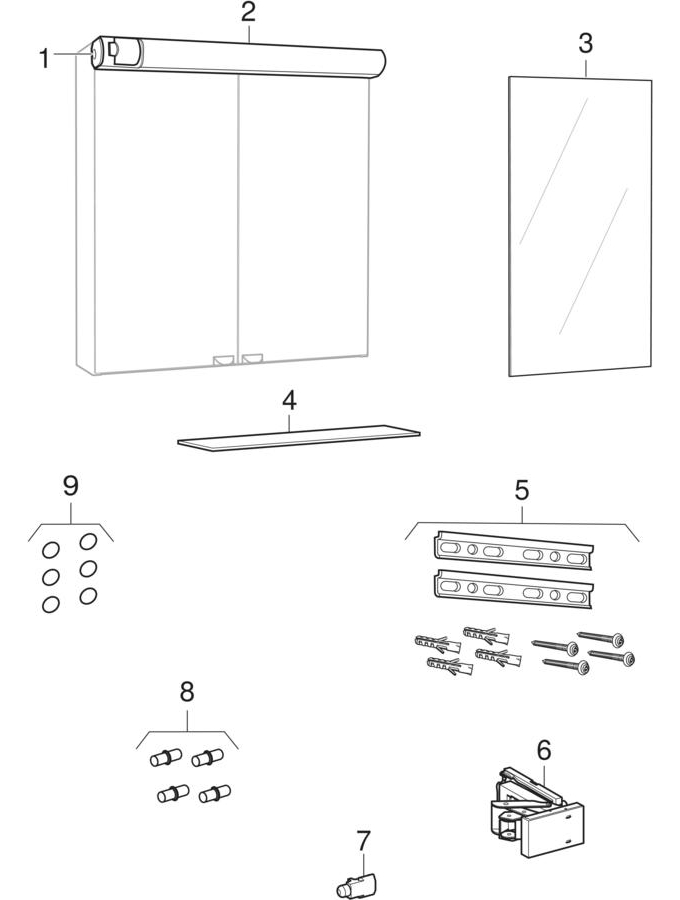 Peilikaapit valaistuksella ja kahdella ovella (IDO Reflect Basic)