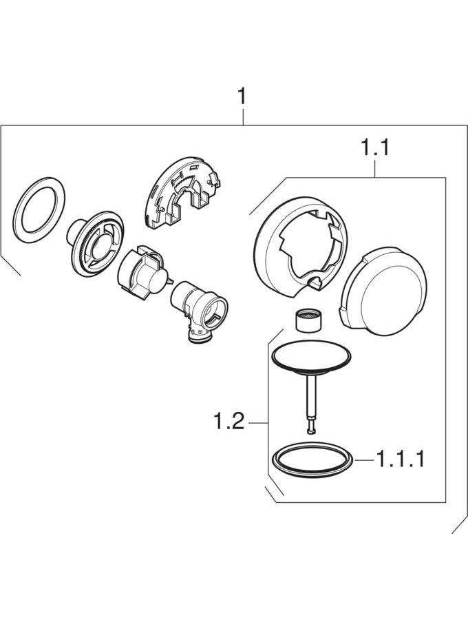 Ready-to-fit-sets d52, for bathtub drain with turn handle actuation and inlet