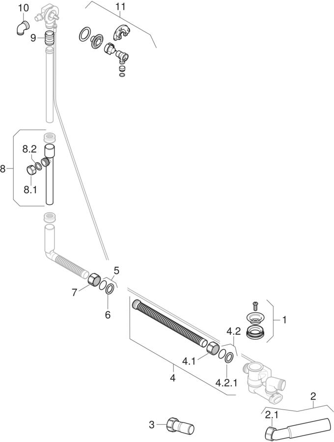Сливы-переливы для ванн с поворотным механизмом и подводом, d52