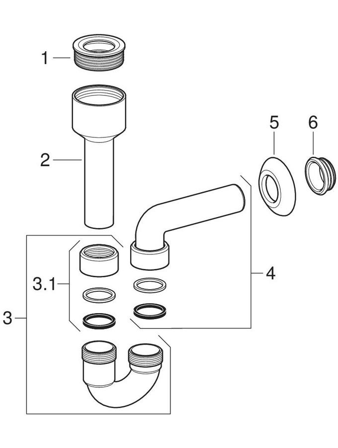 Pisuvarlar ve drenaj lavaboları için P tipi sifonlar