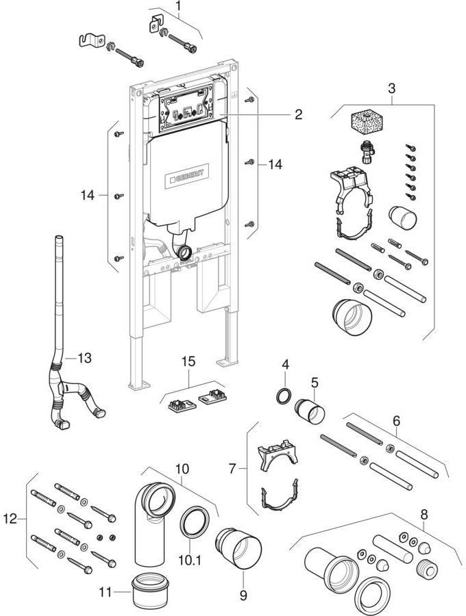 Estruturas para sanita suspensa Geberit Duofix, com autoclismo de interior Sigma 8 cm