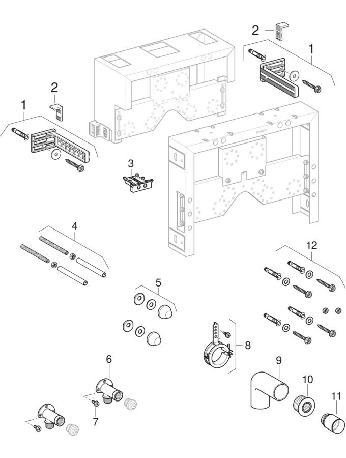 Geberit Kombifix 457.608.00.1 – Montagesystem Für WC-Rahmen, 8 Cm Schmal