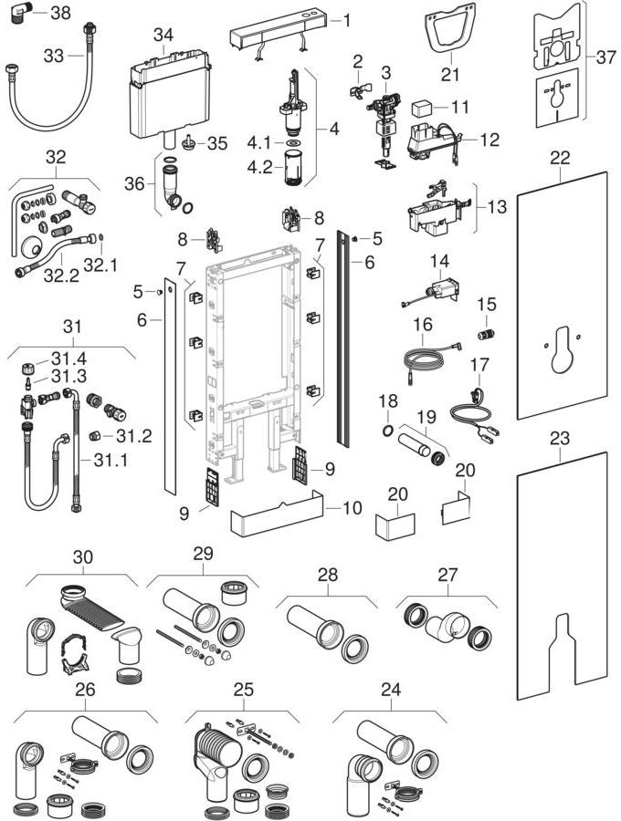 Geberit Monolith Plus Sanitärmodule für Stand-WC und Wand-WC, 114 cm