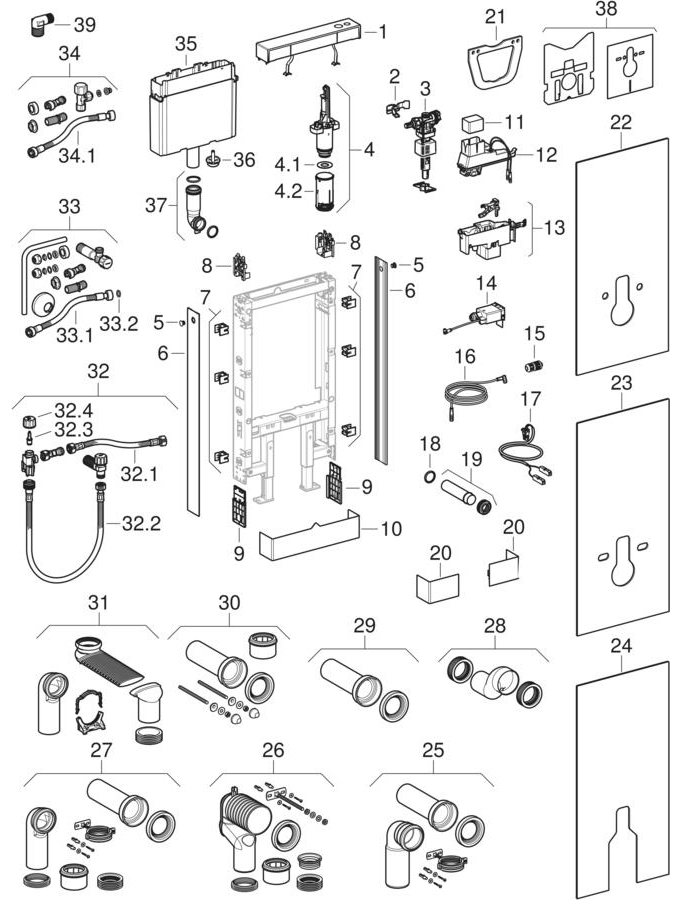 Geberit Monolith Plus szanitermodulok talpon álló WC-hez és fali WC-hez, 101 cm