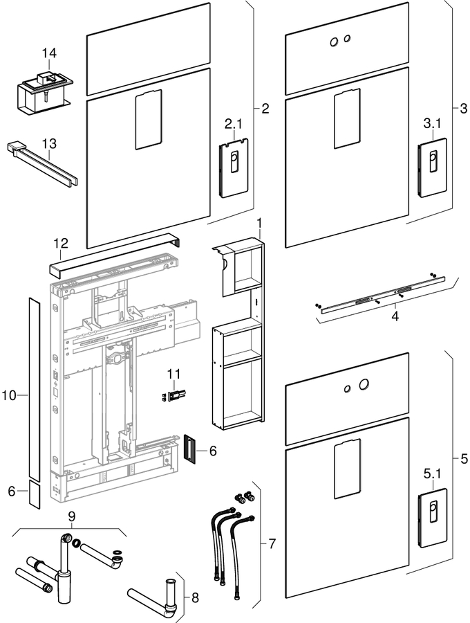 Geberit Monolith sanitarni moduli za umivaonik, stajaća i zidna armatura, 114 cm