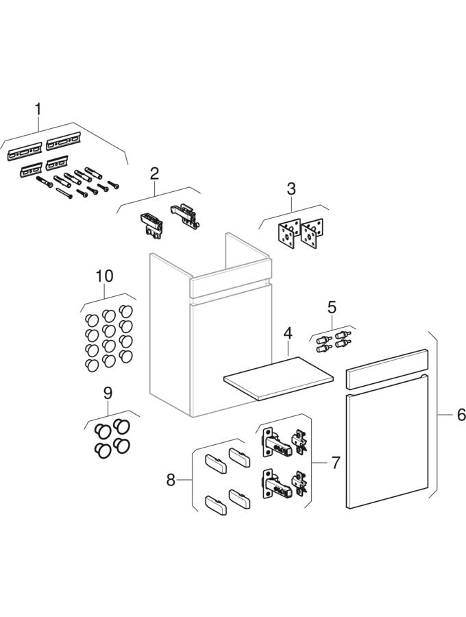 Sous-meubles pour lave-mains, avec une porte (à partir de l’année de fabrication 2021) (Geberit Renova Plan)