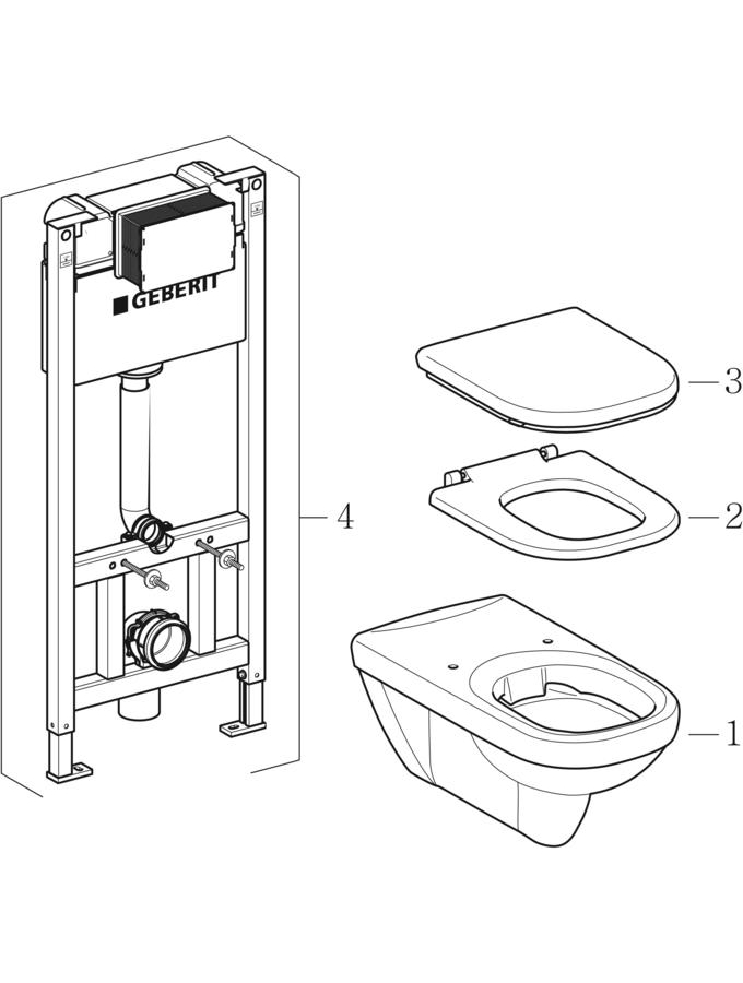 Pack WC avec plaque de déclenchement et élément pour construction sèche (Geberit Latitude)