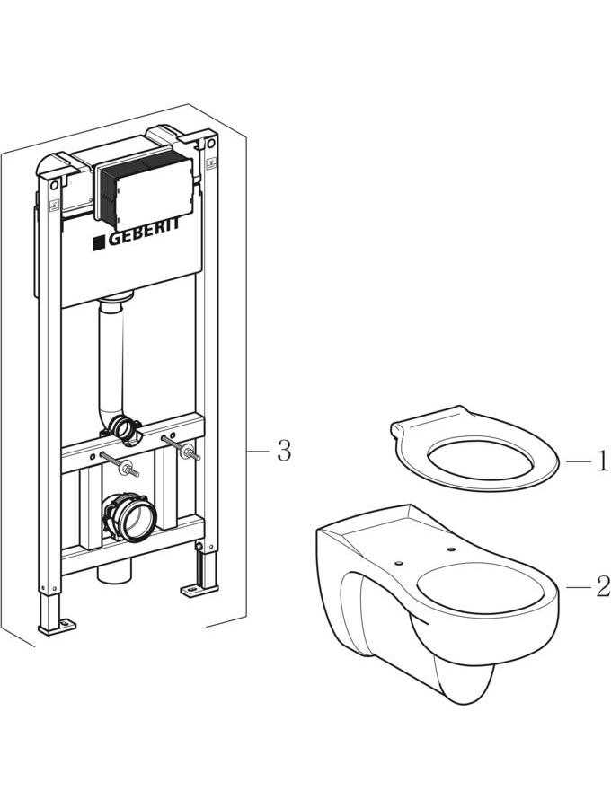 Pack WC avec plaque de déclenchement et élément pour construction sèche (Geberit Paracelsus)