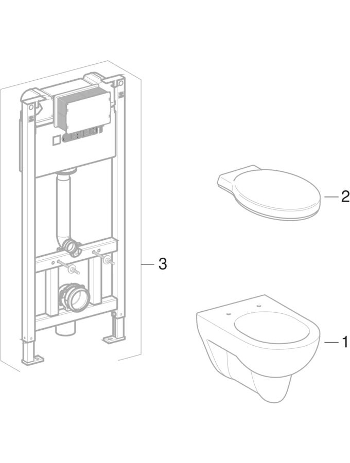 Sets of WC with actuator plate and drywall element (Allia Jazz)