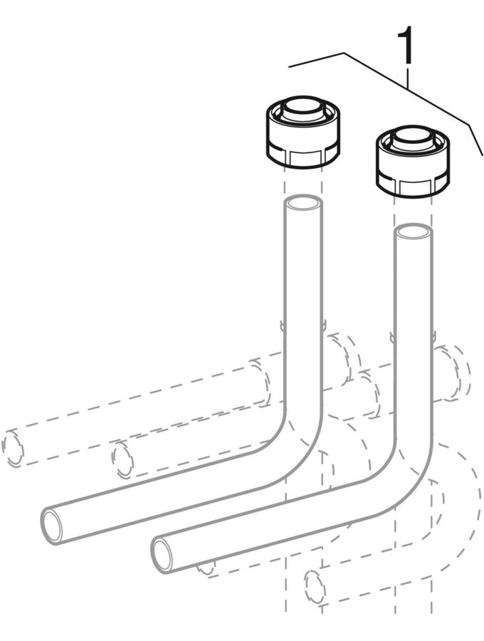 Geberit Mapress metal pipe connectors, with adapter with union nut for Eurocone