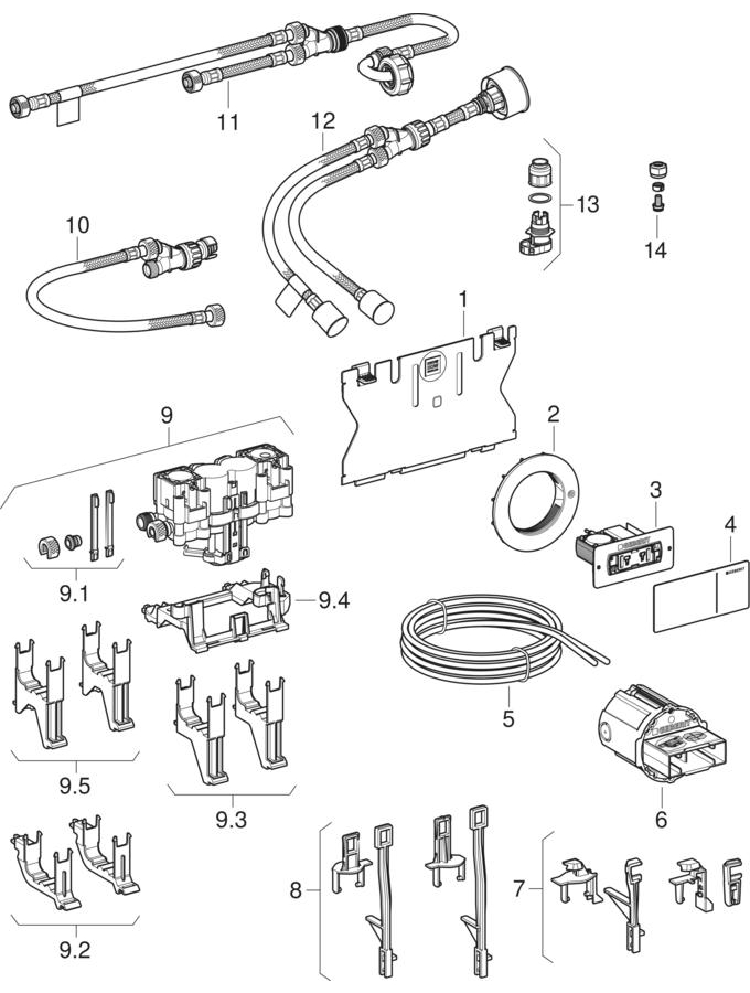 Commande déportée Geberit type 70, pour rinçage double touche