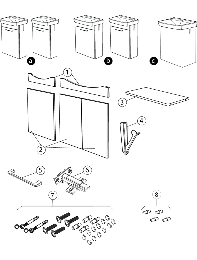 Aluskapid kätepesuvalamule, ühe või kahe uksega (Ifö Spira Square)