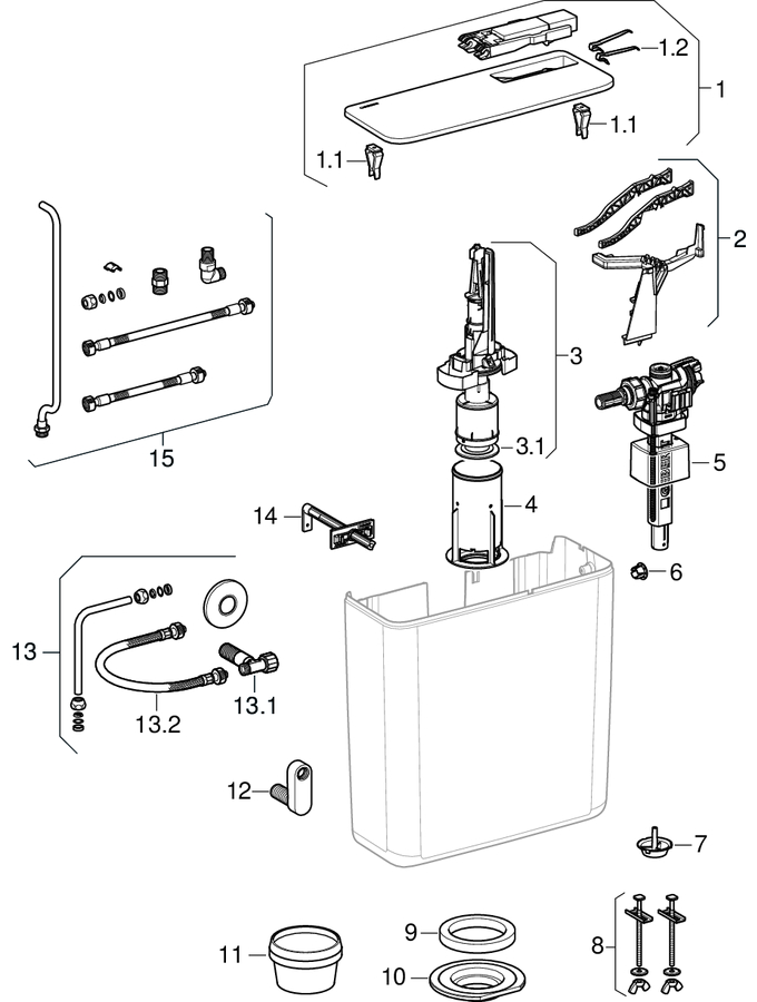 Exposed cisterns AP128, dual flush