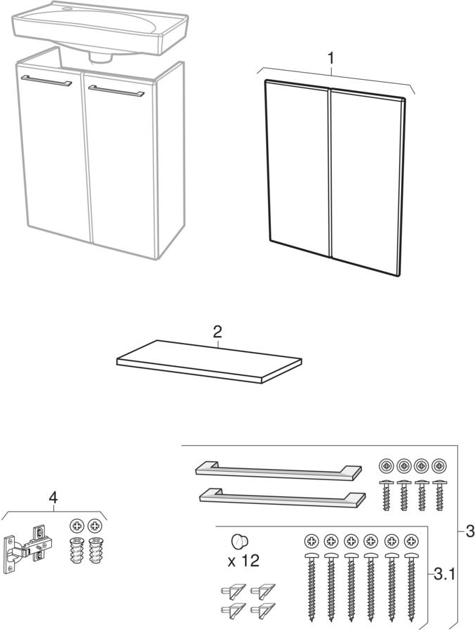 Apakšskapji roku mazgāšanas izlietnei, ar divām durvīm, platums 51,5 cm (Ifö Sign)