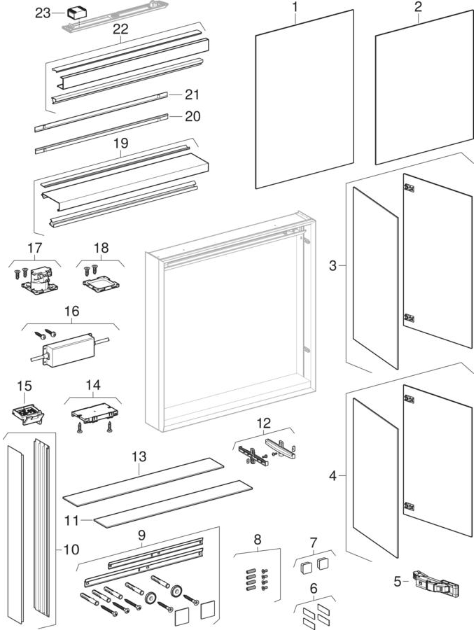 Dulapuri cu oglinzi (începând cu anul de fabricaţie 2021) (Geberit ONE)