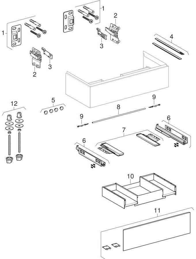 Meubles bas pour lavabo, avec un tiroir (Geberit ONE)