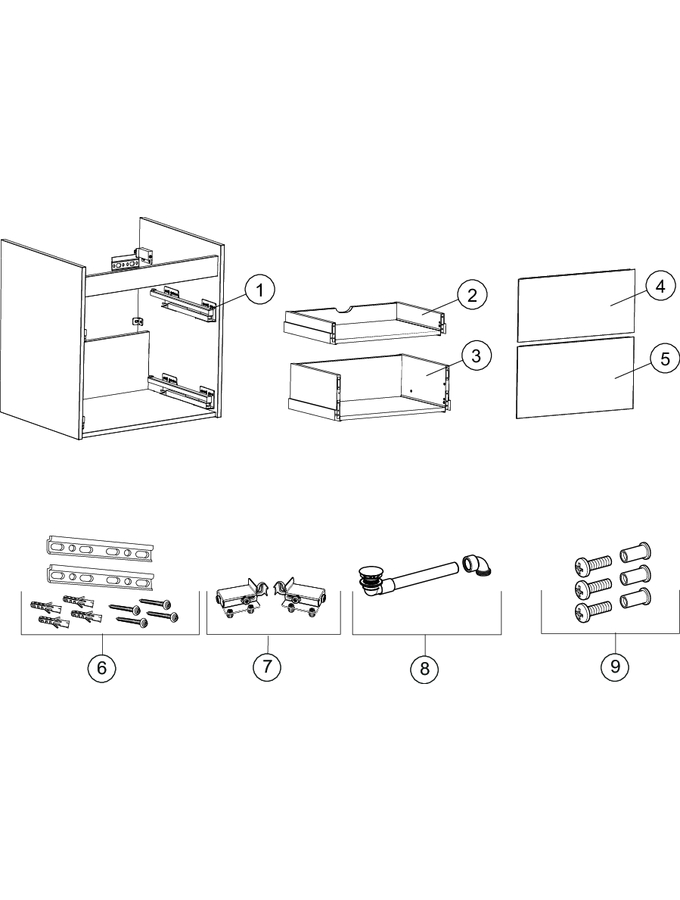 Alakaapit tasoaltaalle kahdella tai neljällä laatikolla, compact (Ifö/IDO Elegant)