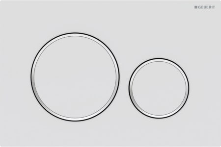 Geberit Sigma20 flush plate, round, dual flush: Plate, Button: white matt / easy-to-clean coated, Design ring/-s: chrome / glossy