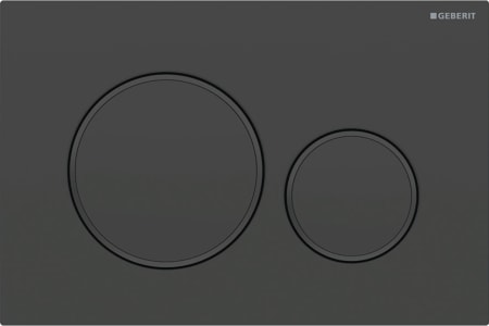 Geberit Sigma20 flush plate, round, dual flush: Plate, Button: black matt / easy-to-clean coated, Design ring/-s: black / glossy