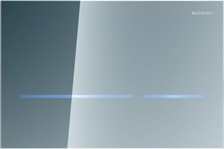 Geberit electronic WC flush control, mains operation, for Sigma concealed cistern 12 cm, with Sigma80 actuator plate, square, touchless: reflective glass